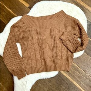 UK2LA Off-the-Shoulder Brown Sweater